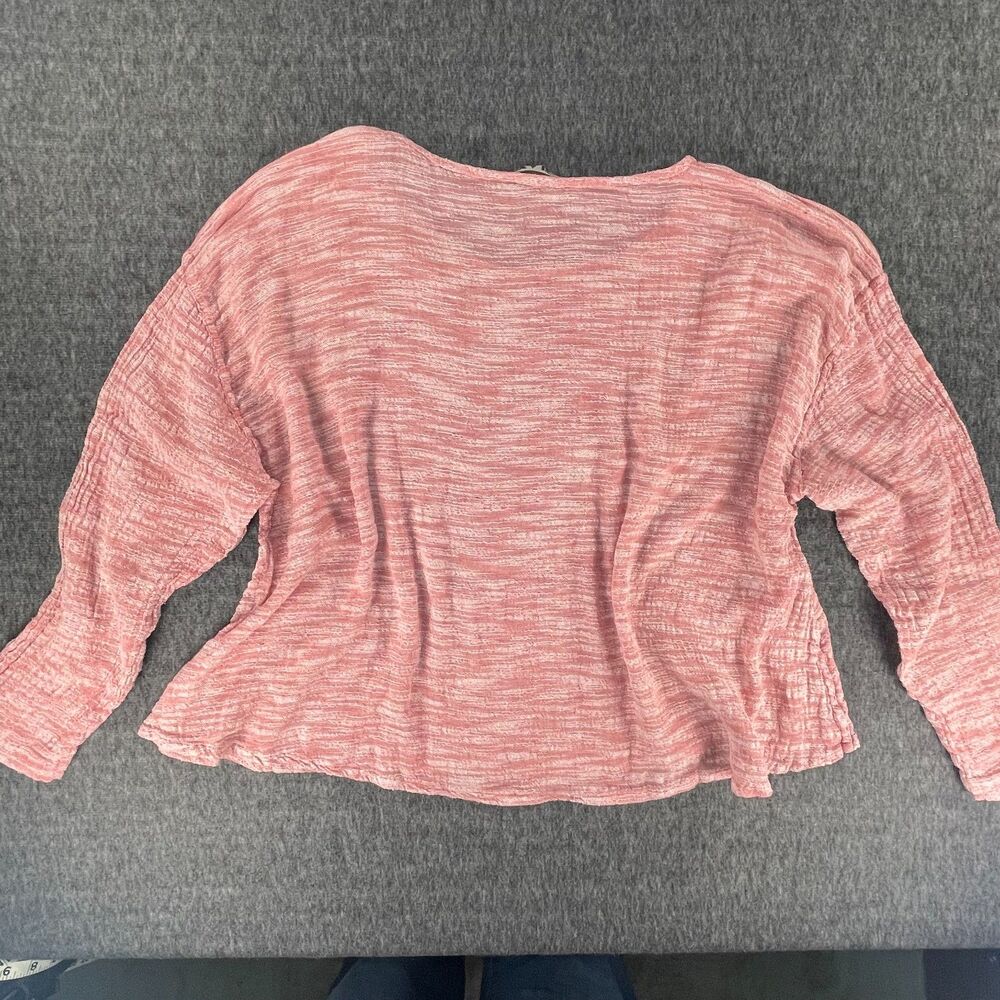 FLAX XL Red Marled Linen Top Boxy Oversized Lagenlook Boho Coastal Long Sleeve - Picture 8 of 10